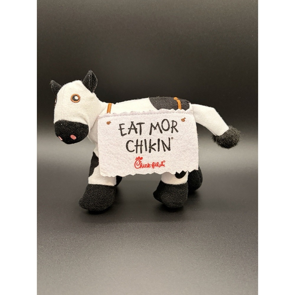 Chick Fil A Eat Mor Chikin Promo Ad Sign Cow Plush 4" Perfect Stocking Stuffer